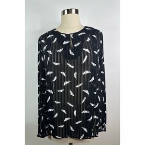The Limited Feather Print Sheer Long Sleeve Button Down Shirt